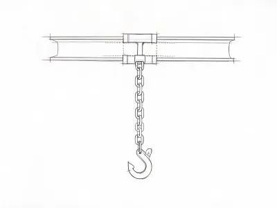Beam clearance sketch for a hook-mounted hoist