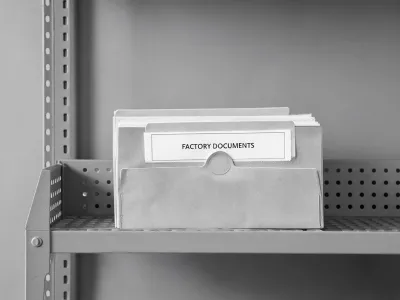 Folder labeled factory documents requested after match